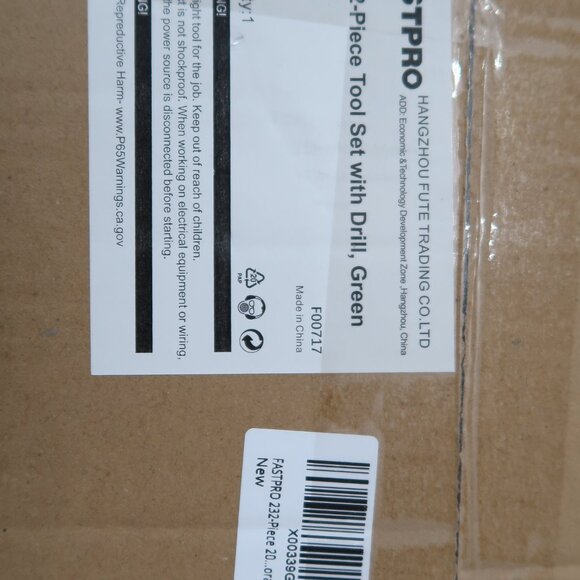 NEW! Green/Black Tool Bag With 232 Piece Set-Drill Included-Storage Pockets - Picture 4 of 8